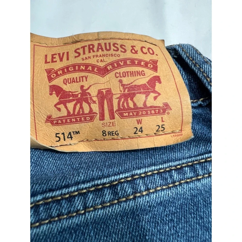 Levis 514 Boys‎ Straight Leg Performance Jeans Medium Wash Blue Size 8 Reg D22